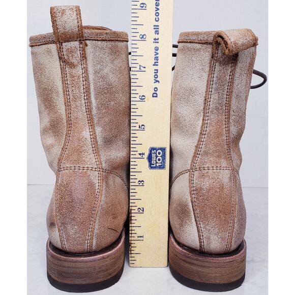 FRYE Veronica Combat Boots Distressed Tan/Beige Women's Size 9 B in VGUC - Picture 3 of 15